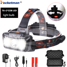 T6+COB LED Headlight Waterproof Headlamp Head Torch Rechargeable with 4 Modes Head Lamp Flashlight Lanterna Head Light 2024 - buy cheap