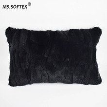 MS.Softex Natural Fur Pillow Case Patchwork Real Rabbit Fur Pillow Cover Soft Plush Cushion Cover Home Decoration FREE SHIPPING 2024 - buy cheap