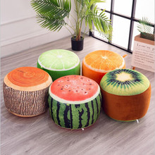 Inflatable Stool Thicken Cotton Cover Cartoon Plush 3D Fruit Inflatable Pouf Chair Lovely Children Cushion Stools Portable 1PC 2024 - купить недорого
