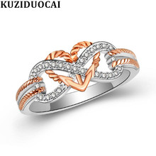 Kuziduocai nova moda jóias zircon aço inoxidável concêntrico nó ilimitado amor casamento noiva anéis de festa para mulher R-847 2024 - compre barato
