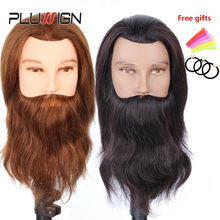 Plussign 10" 100% Real Human Hair Training Doll Head Hairdressing Male Training Mannequin Head With Beard Hairdresser Dummy Head 2024 - buy cheap