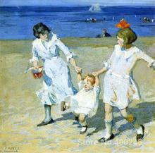 Landscape Paintings Two Females Swinging a Child Edward Henry Potthast High quality Handpainted 2024 - buy cheap