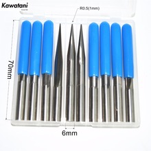 6mm*R0.5*70L-10pcs CNC solid carbide End Mill,woodworking router bit,taper ball nose milling cutter,spherical cone engraving bit 2024 - buy cheap