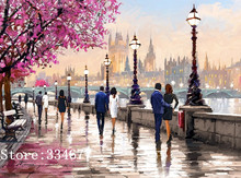 Walk by the river Cross Stitch Kits Crafts 14CT Unprinted Scenery Embroidered Handmade Arts Oil Painting Set Wall Home Decor 2024 - buy cheap