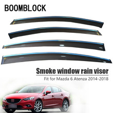 Boombloco capa para janela de carro, 4 unidades, viseira, sol, chuva, defletor, toldo, proteção abs para mazda atenza mazda6 2003-2008 2024 - compre barato