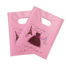 100pcs/lot 15x20cm Dress Design Pink Plastic Bags Favor Jewelry Pouches Small Candy Charms Packaging Gift Bag With Handle 2024 - buy cheap