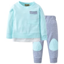 2018 Autumn Baby Girls Clothes Set Long sleeve solid Tops T-Shirt +Striped Pants 2PCS Newborn Baby Clothing Outfits 0-24 Months 2024 - buy cheap