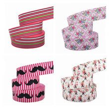 10yards 1 " 25 mm Moustache Stripe Tower Flower printed Valentine day DIY handmade hairbow grosgrain ribbon 2024 - buy cheap