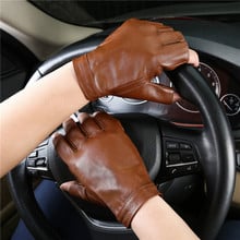 Goatskin-guantes de medio dedo para hombre, de cuero genuino, para motocicleta, locomotora, Semi dedo, a la moda, Envío Gratis 2024 - compra barato