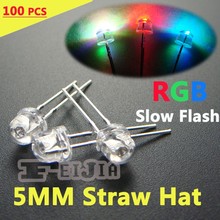 200 pcs 5mm Superbright Transparent Straw Hat LED RGB Slow Flash Automatic 5 mm Light Emitting Diode LED Diode Lndicator lights 2024 - buy cheap