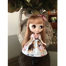 1PCS Lovely White Figure Painting Dress for Blyth, Pullip, Azone, Licca, 1/6 BJD Doll Clothes Outfits Accessories 2024 - buy cheap