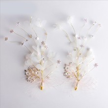 2pcs New Silk White Flower Hair Clip Bridal Hairpin Bride Barrette Headpiece Wedding Hair Accessories Bride Hair Ornaments 2024 - buy cheap