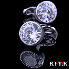 Kflk abotoaduras de camisa masculina e feminina, abotoaduras de cristal para presente de casamento e convidados 2024 - compre barato