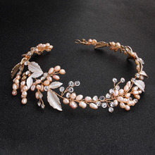 Floralbride Golden Wired Rhinestones Crystal Freshwater Pearls Wedding Headband Bridal Hair Vine Hair Accessories Women Jewelry 2024 - buy cheap