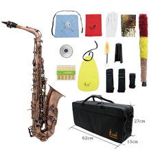 LADE Professional Red Bronze Bend Eb E-flat Alto Saxophone Sax Abalone Shell Key Carve Pattern with Case Gloves  Straps Brush 2024 - buy cheap