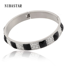 Bijoux Bracelet For Women 316 L Stainless Steel Pave Clear and Black Crystal Bangles Bracelets Women Jewelry 2024 - buy cheap