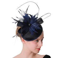 Vintage Navy Blue Lady Fascinators Party Tea Hats Headwear Elegant Derby Kentucky Women Hairclips Fashion Ladies Hair Accessory 2024 - buy cheap