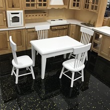5pcs 1:12 White Simulation Mini Dollhouse Wooden Dining Table Chair Kitchen Food Furniture Model Miniature Doll House Kids Toy 2024 - buy cheap