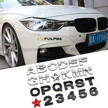 Flyj alfabeto carro sticke 3d metal de boa qualidade estilo do carro acessórios para bmw volvo peugeot honda skoda vw 2024 - compre barato