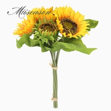 7pcs sunflower bouquet Artificial Wedding DIY Home Decoration Bride holding Yellow Silk Sunflower decorative flowers bouquets 2024 - buy cheap