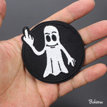 Black White Ghost Size 6.8cm*6.8cm Embroidered Patch for Clothing iron on Cool Patches Badge Garment Appliques 2024 - buy cheap