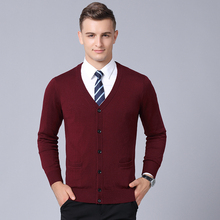 Suéter caxemira masculino, casaco de lã com botões e gola v de manga comprida para homens outono e inverno 2024 - compre barato
