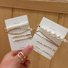 4PCS Metal Minimalist Hair Accessories Geometric Irregular Gold Color Hair Clip Imitiation Pearl Hairpin Barrettes Hairgrip 2024 - buy cheap