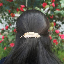 JUJIA 2019 New Hot Fashion Vintage Gold Retro Metal Feather Big Hairgrips Hair Clip for Women Accessories Jewelry 2024 - buy cheap