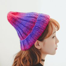 MingJieBiHuo nova moda Outono e inverno Coreano moda unissex engrossar quente simples bonito colorido gradiente malha chapéu de lã 2024 - compre barato