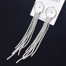 Fashion Long Tassel Earring For Women Silver Plated Inlay Rhinestone Vintage Dangle Drop Earrings Punk Statement Earring Jewelry 2024 - buy cheap