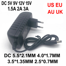 Adaptador universal de energia, dc 5v 9v 12v 15v, 100 a, 2a, 3a, ac 240-v, conversor, fonte de energia, ue, eua, au, ru, plugue