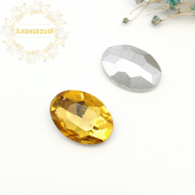 Golden yellow Oval shape Glass Crystal sew on pointback rhinestones Diy wedding dress Mobile Accessories Free shipping 2024 - buy cheap