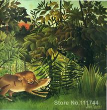 modern landscape High quality oil painting of Henri Rousseau A Lion Devouring its Prey Hand painted 2024 - buy cheap