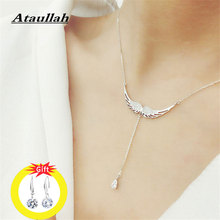 Ataullah Simple Fashion Angel wings Necklaces 925 Sterling Silver Pendant Holiday Birthday Jewelry Gift For Women NW031NS2 2024 - compre barato