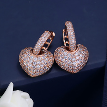 Charms Trendy Full Mirco Paved Cubic Zirconia Heart Earring Fashion Jewelry For Women Wedding Drop Earring Party Jewelry 2018 2024 - buy cheap