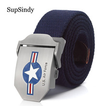 SupSindy Men Canvas Belt US Air Force Metal Buckle Army Military Tactical Belts for Men Fashion Jeans Waistband Male Strap Black 2024 - buy cheap