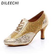 DILEECHI-zapatos de baile latino para mujer adulta, calzado de verano con tacón alto y plata, zapatos de baile de Amistad cuadrados 2024 - compra barato