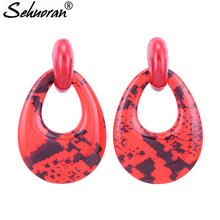 Sehuoran-pendientes de gota de agua para mujer, colgantes de tigre de resina, color rojo, negro, joyería de goteo grande 2024 - compra barato