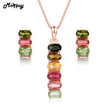 MoBuy 2PCS Jewelry Sets For Women Natural Gemstone Multicolor Tourmaline 925 Sterling Silver S925 Fine Jewelry For Women V006EN 2024 - buy cheap