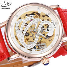 SHENHUA Designer Skeleton Wristwatches Women Automatic Mechanical Watches Fashion Rhinestone Self Wind Watch Relogio Feminino 2024 - buy cheap