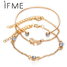 IF ME Fashion New Multilayer Horse Charms Bracelets Set for Women Vintage Gold Color Metal Crystal Girl Cuff Bangle Jewelry Gift 2024 - buy cheap