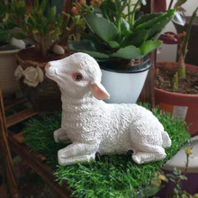 Simulação pastoral ornamentos animais resina ovelhas decoração artesanato bonito zodíaco ovelhas arte ao ar livre flor jardim estátua mobiliário 2024 - compre barato