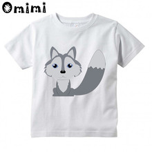 Children Watercolor Wolf And Rita Print T-shirts Boys and Girls Summer Short Sleeve White T shirts Kid Clothing Toddler Tops 2024 - buy cheap