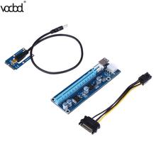 3,0 Mini 40 см PCI-E 16PIN к PCIe Райзер карта PCI Express 1x до 16x расширитель адаптер с SATA кабелем питания для BTC Майнер синий 2024 - купить недорого