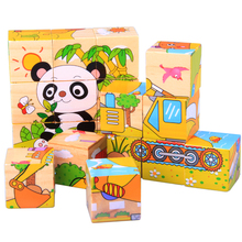Children Wood Wooden Cartoon Animal Puzzle Toys 6 Sides Wisdom Jigsaw Early Education Toys Parent-Child Game 2024 - buy cheap
