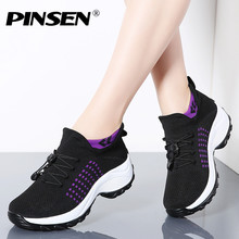 PINSEN Fashion Women Casual Shoes Platform Sneakers Breathable Slip on Shoes Woman Flats Wedge Ladies Shoes Creepers mocassins 2024 - buy cheap