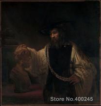 Modern Portrait photo to canvas Aristotle with a Bust of Homer by Rembrandt van Rijn High quality Handmade 2024 - buy cheap