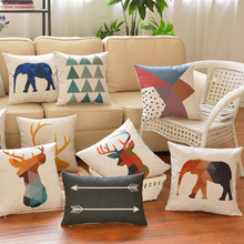 Animlas Deer Elephant Geometry Printed Decorative Throw Pillow Cushion Cover Polyester Cushion Cover For Sofa Home Cojines 2024 - buy cheap