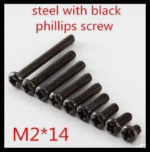 1000pcs/lot  M2*14 Steel With Black Zinc Pan Head  Phillips Cross Receseed Countersunk  Machine Screw 2024 - buy cheap