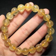 Frete grátis bracelete de contas de cristal rutiladas de quartzo dourado natural de 9.5mm bracelete de contas aaa 2024 - compre barato